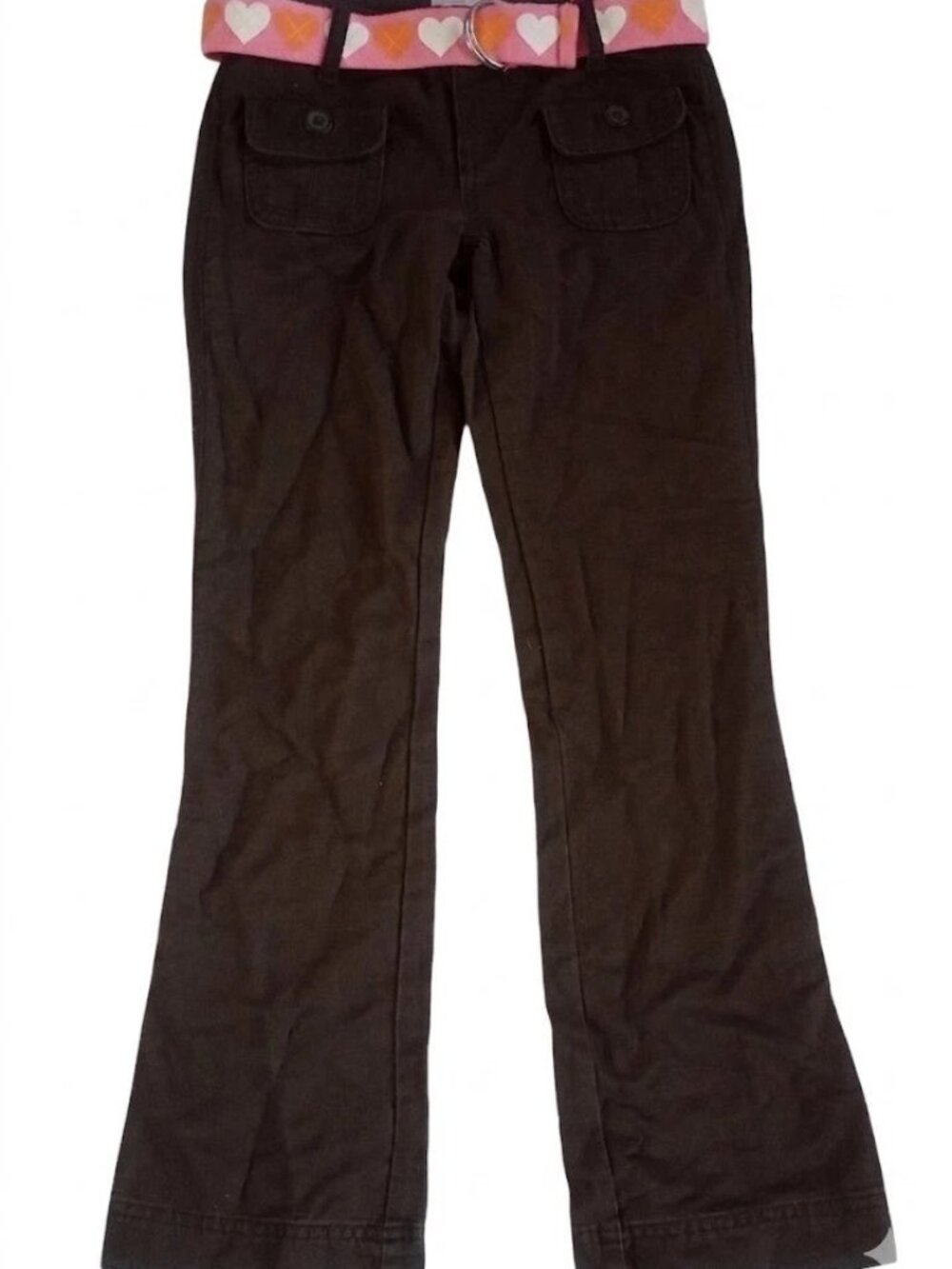 Old Navy Girls Brown Bootcut Pants with Heart Belt - Size 8